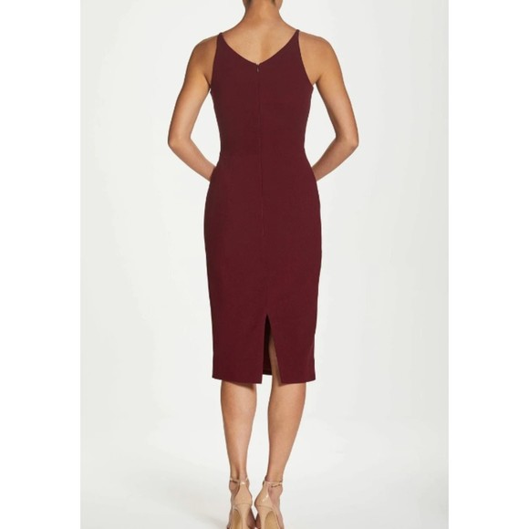 NWOT Dress The Population Lyla Sleek Form-Fitting Sheath Midi Dress in Plum XS - Picture 4 of 9